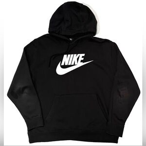 NIKE HOODIE XL SWISH LOGO BLACK & WHITE BEEFY COTTON POLY